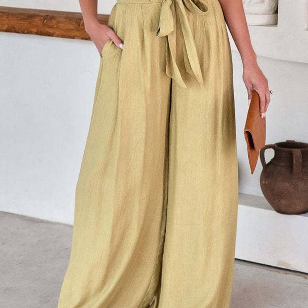 Casual Style High Waisted Wide Leg Pants - Picture 9 of 10